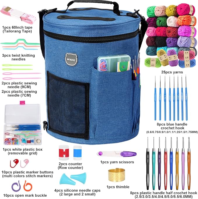 79Pc Crochet Kit, Crocheting Starter Kits with Waterproof Bag & Accessories