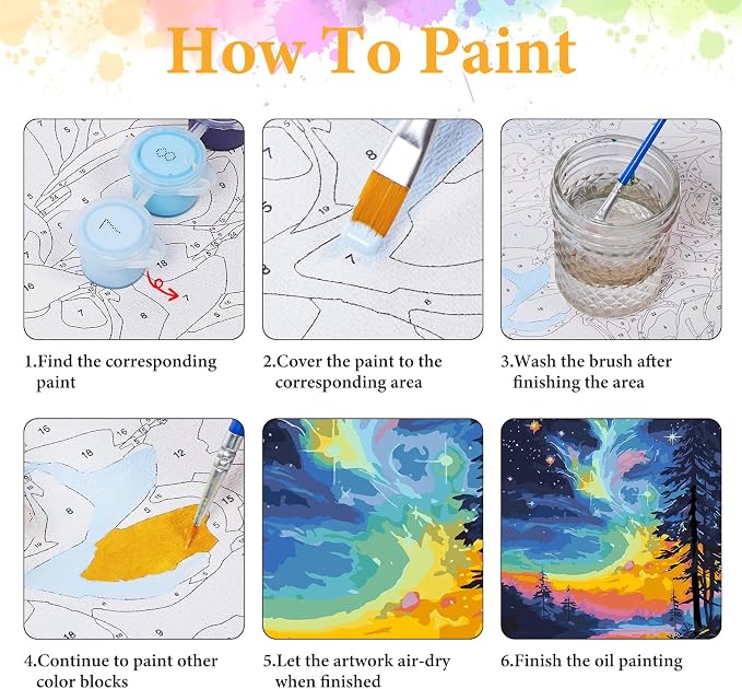 Paint by Numbers Kit for Adults, Northern Light & Aurora, 16x20 Inch