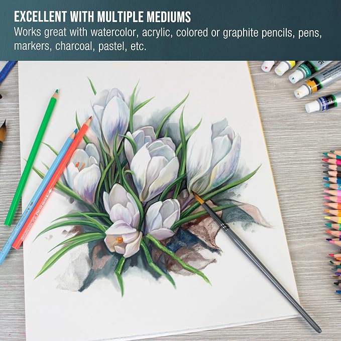 U.S. Art Supply 9" x 12" Premium Heavyweight Watercolor Paper Pad, 2-Pack