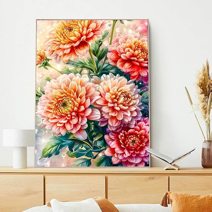 xcemhil Flowers Paint by Numbers Kit for Adults Beginner, Flowers Paint by Number for Adult, Acrylic Paint by Numbers Kits Suitable for Home Wall Art Decor Gifts 16x20 Inch