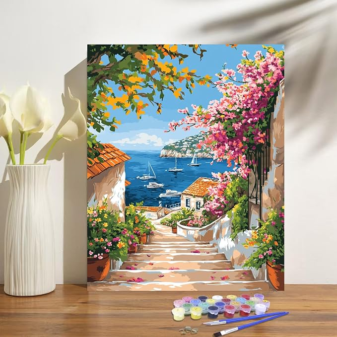Paint by Numbers Kit for Adults Beginner Oil Painting Kit Adult Paint by Number Kits on Canvas DIY Painting for Beginners Art by Numbers Paint by Color for Adults Gifts Home Wall Decor 16x20 Inch