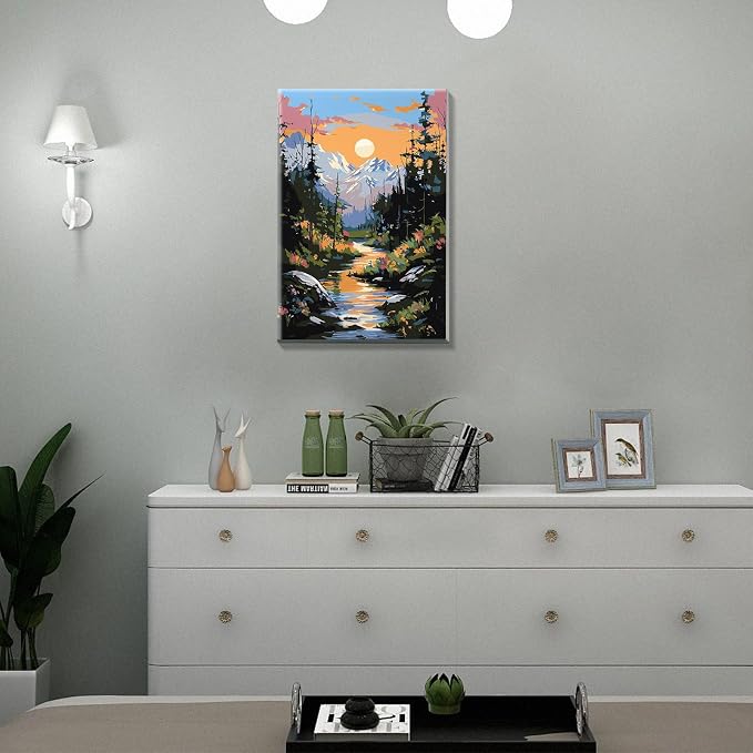 JOOZ Mountain Paint by Number for Adults with Frame, 8x12 Inch