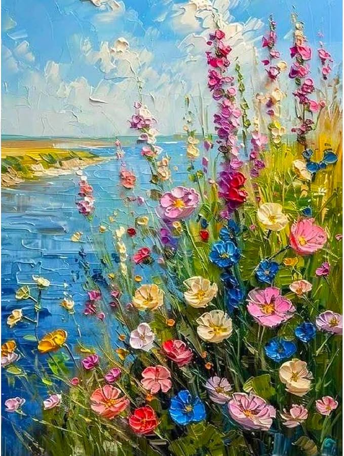 YarnMate Wild Flowers Paint by Numbers for Adults,Paint by Number for Adults Beginner,Easy Acrylic Paint by Number on Canvas for Relax and Home Wall Decor 16X20 Inch (Without Frame)