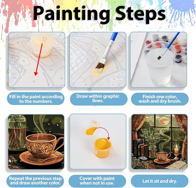 Night Paint by Numbers Kit for Adults, Paint by Number for Adults 16x20 in | Paint by Numbers Kit for Adults, Acrylic Painting by Numbers, DIY Arts and Crafts for Gifts or Home Decor