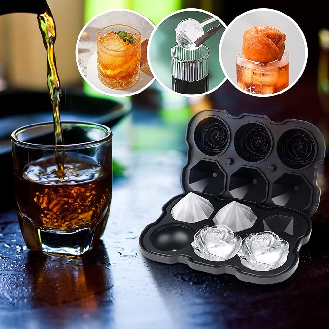 Silicone Ice Cube Tray with Lids, 2" Large Rose Ice Ball