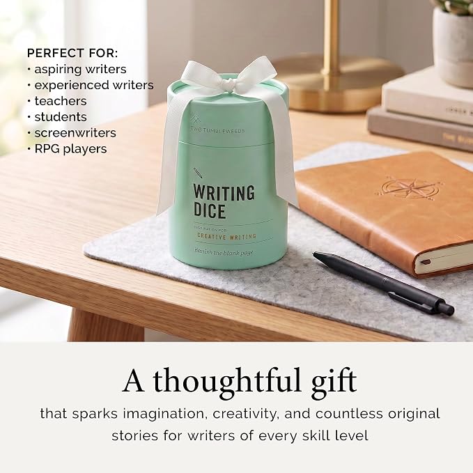 Two Tumbleweeds Writing Dice - Story Prompts to Beat Writer's Block | A highly giftable creative writing tool for Teens & Adults – Gift for Authors, Teachers & Storytellers – Set of 9 Dice