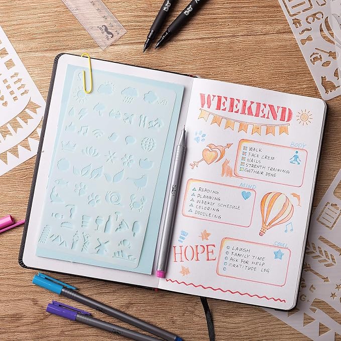 Mr. Pen- Journal Stencils, 4x7 Inch, 12 Pack