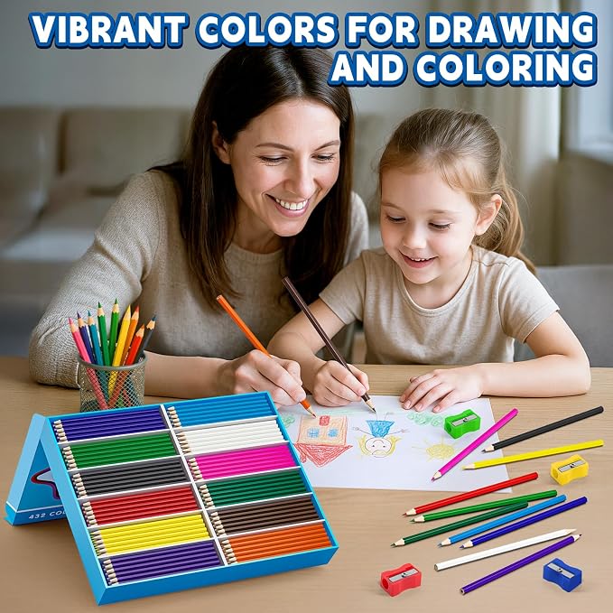 432 Packs Colored Pencils Bulk Classroom, Color Pencils for Kids, 12 Colors