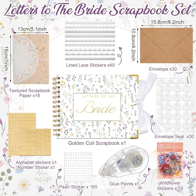 Humyoun Letters to Bride Scrapbook,8.5 X 7 Inch,Wildflower,Colorful
