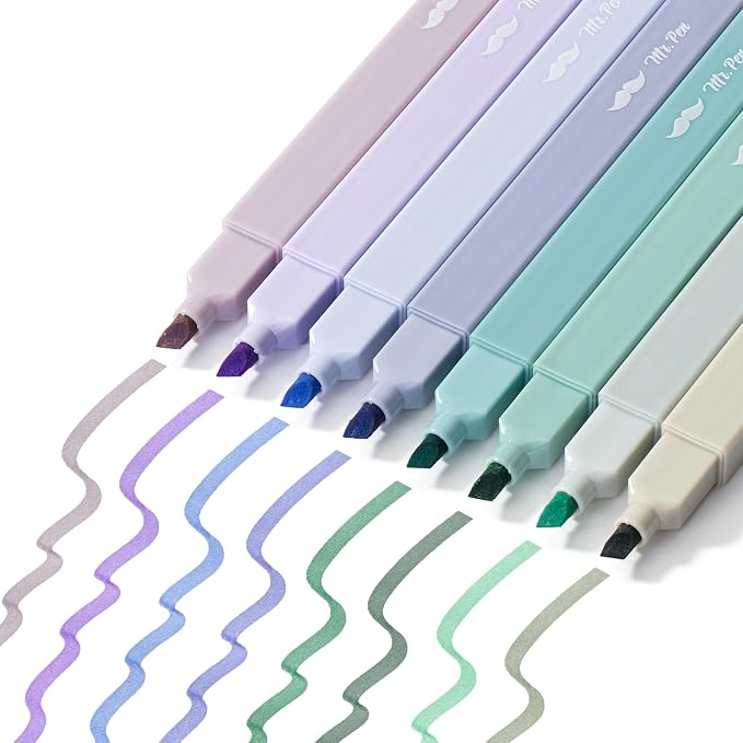Mr. Pen- Aesthetic Highlighters No Bleed, 8 Pack, Assorted Colors | Chisel Tip, Cute Highlighters Assorted Colors for Journaling, Highlighting, Underlining, Fast Dry, Back to School Supplies