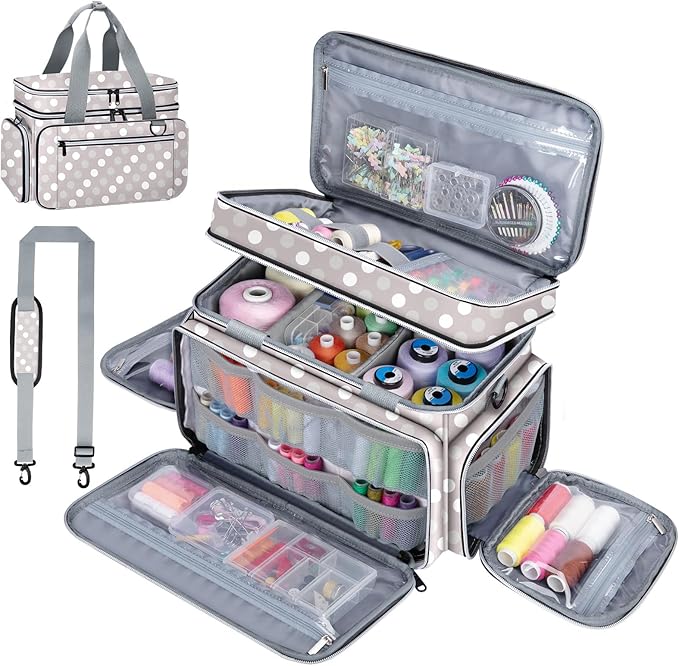 Anitor Sewing Supplies Organizer, Double Layer Sewing Storage Organizer