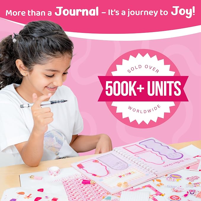 jackinthebox Happy Journal Kit for 8-12 Year Old Girls, Craft Scrapbook Set