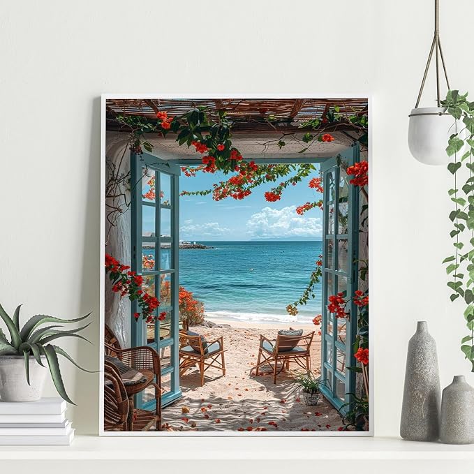 Yunruily Paint by Numbers Kits for Adults - Paint by Numbers for Adults Canvas,Beach Landscape Paint by Number Adult for Gifts Home Wall Decor 16x20inch