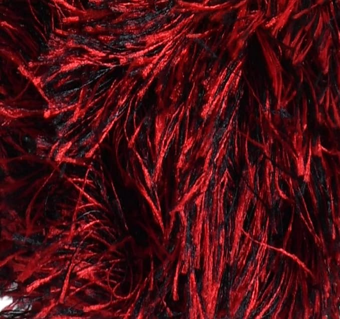 Eyelash Fun Fur Yarn Premium 100% Polyester 164 Yds (150 Mt), 3.53 Oz (100 Gr) Colorful Crochet Yarn Dıy Hand Knitting. (Black Red, 1 Skein)