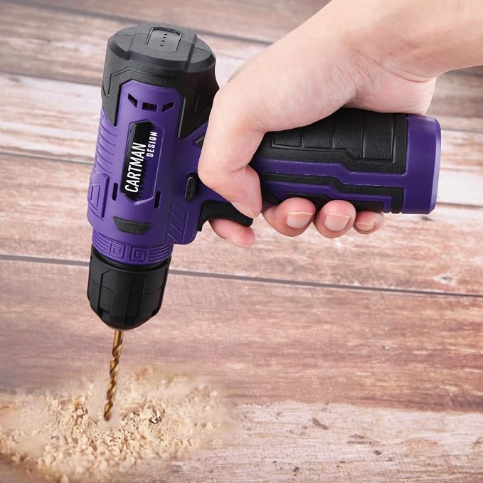 CARTMAN 150PCS 8V Cordless Drill Hand Tool Set, Purple Household Repair Kit | All-Inclusive Tool Assortment With 8V Drill, Great For Home Upkeep, DIY Crafting And Daily Household Fixes