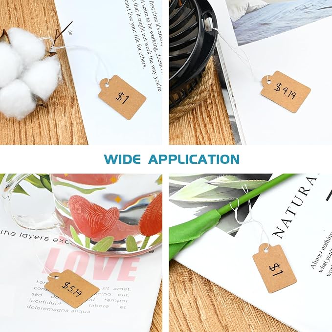 220 Pack Kraft Gift Tags with String Attached Marking Display Labels