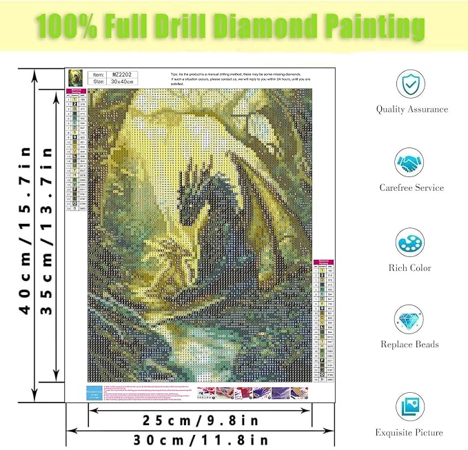 Dragon Diamond Art Kits for Adults 12 x 16 inch