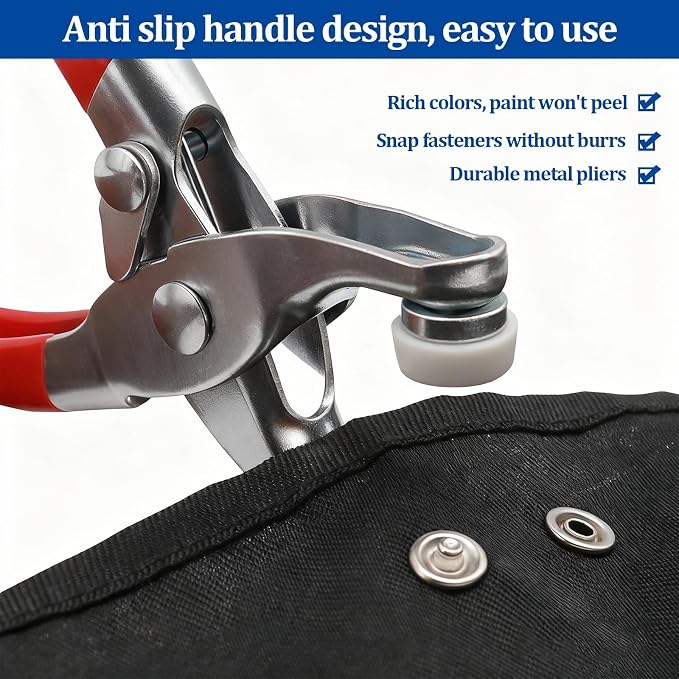 200 Sets Snap Button Kit with 10 Colors,Metal Snaps Buttons with Metal Pliers and Fastener Parts,Multicolor Press Tool Kit Perfect for DIY Clothing and Crafts(9.5mm)