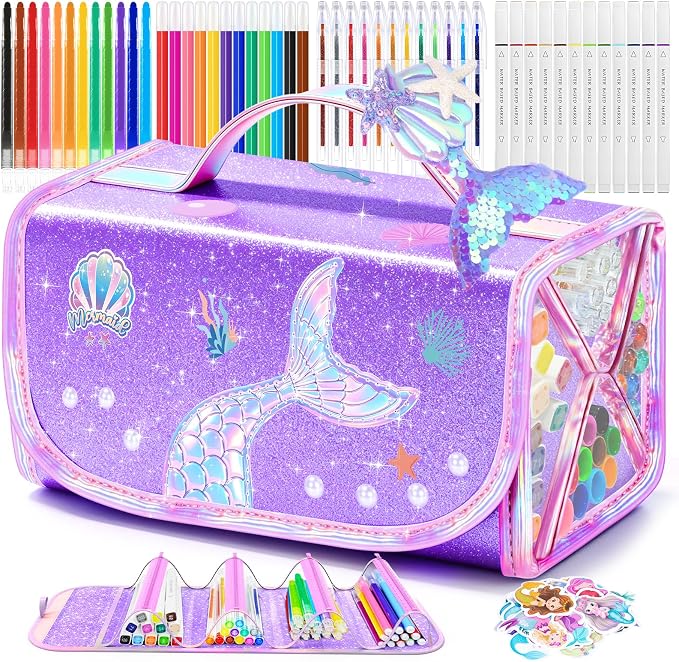 DreamyCandy 70 Pcs Washable Markers Set for Kids 4-8, Mermaid Art Set Gifts