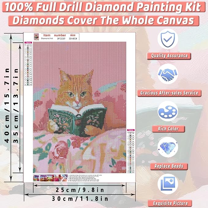 Orange Cat Diamond Art Kits for Adults Diamond Painting Kit for Beginner