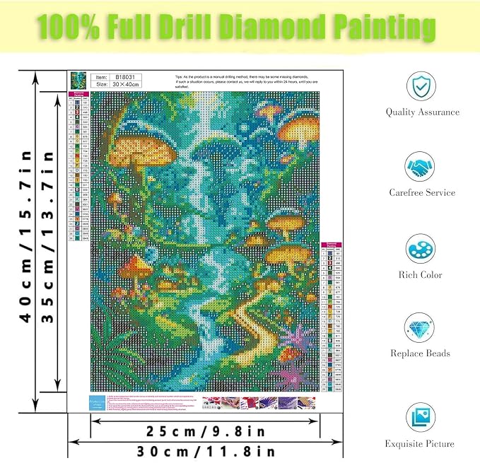 Diamond Art Kits for Adults,Magic Mushroom Diamond Painting Kits 12X16In