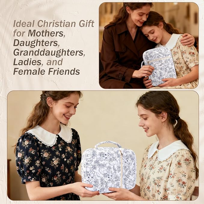 XKDOUS Bible Cover Case for Women Bible Bag Journaling Kit w/Study Supplies