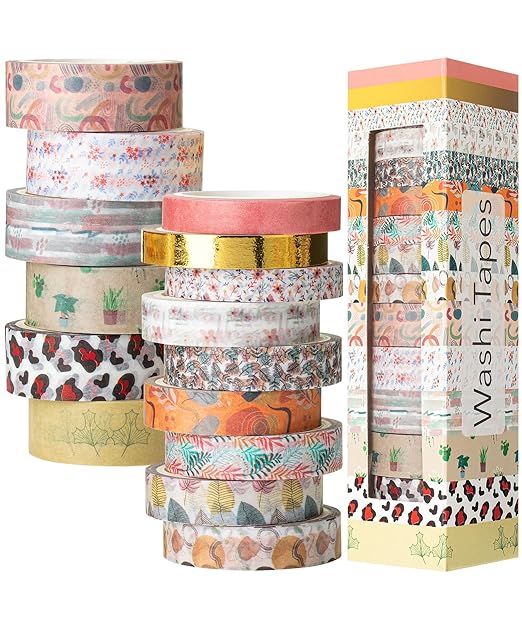 Mr. Pen- Washi Tape Set, 15 Rolls, Assorted Sizes, 5 Yards/Roll | Washi Tape for Scrapbook, Arts, Crafts, Journals and Planners, Woodland Whisper
