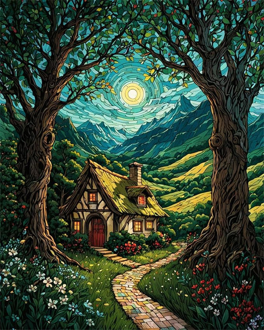 ldazao Landscape Paint By Numbers Kit for Adults Beginner Moon Forest Adult Paint By Number Kits On Canvas Adults' Paint-By-Number DIY Oil Painting Kits for Gift Wall Decor 16x20 Inch