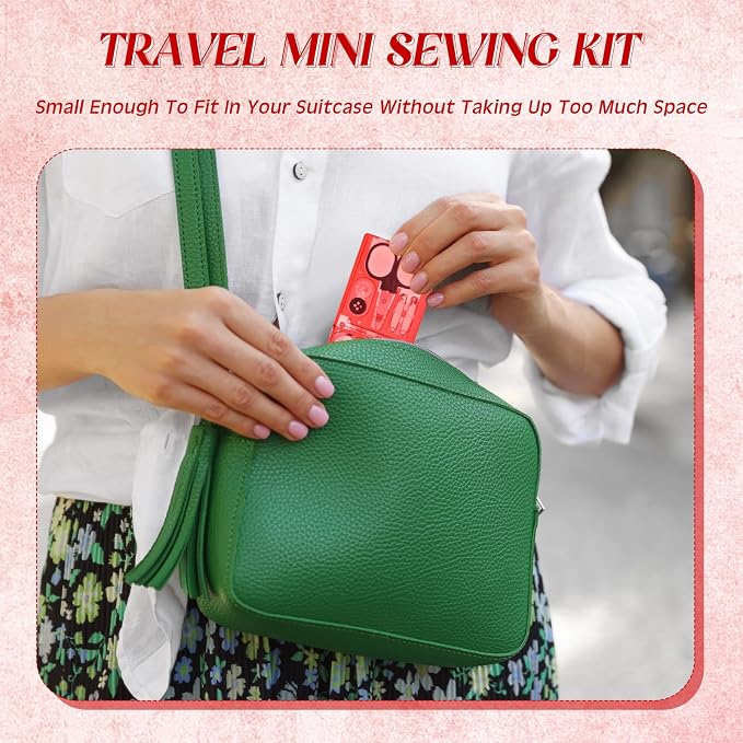 Knitgrip 25 Boxes Mini Travel Sewing Kit Quick Fix Sewing Kits Bulk, Red