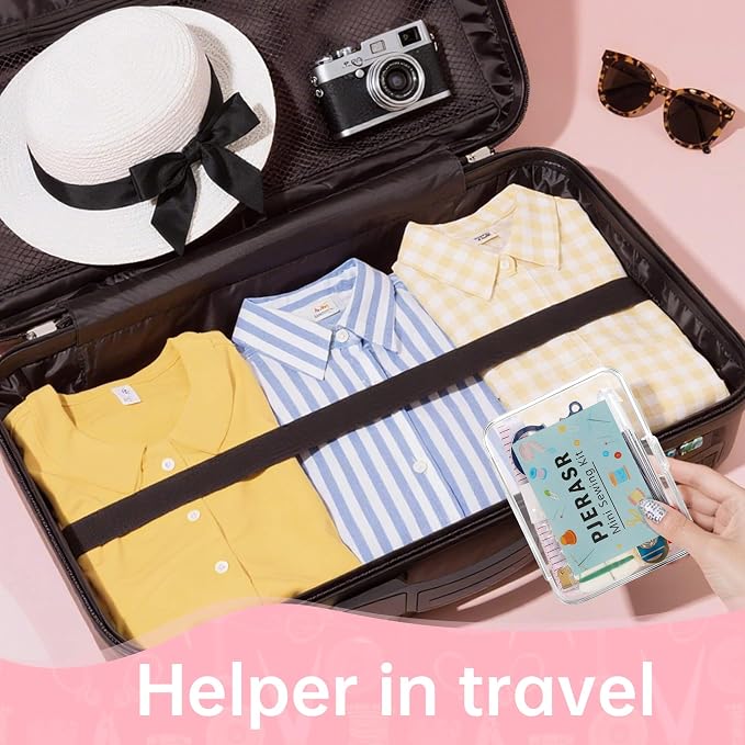 Min Sewing Kit, Travel Sewing Kit with Multi-Color Threads, Scissors, Needles, Buttons, Portable Emergency Sewing Tool Set with Storage Case, Adults Sewing Repair Kit for Craft Supplies