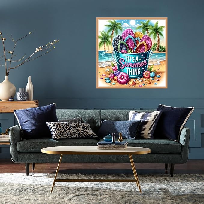 askkqtx Summer Beach Diamond Art Kits for Adults 14x14 Inch