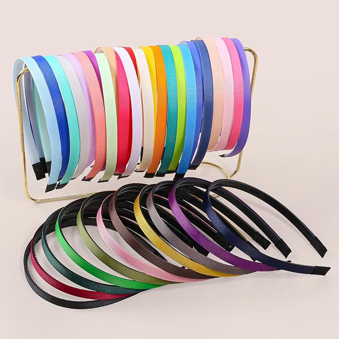 35Pcs Grosgrain Ribbon Headbands DIY Hair Bands for Women Girls
