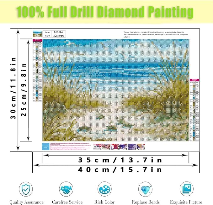 TCDZMYGS Diamond Art Kits for Adults,Beach Diamond Painting Kits 12X16 Inch