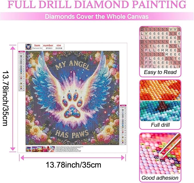 Diamond Art Kits for Adults,Angel Wings Diamond Painting Kits 12x16in