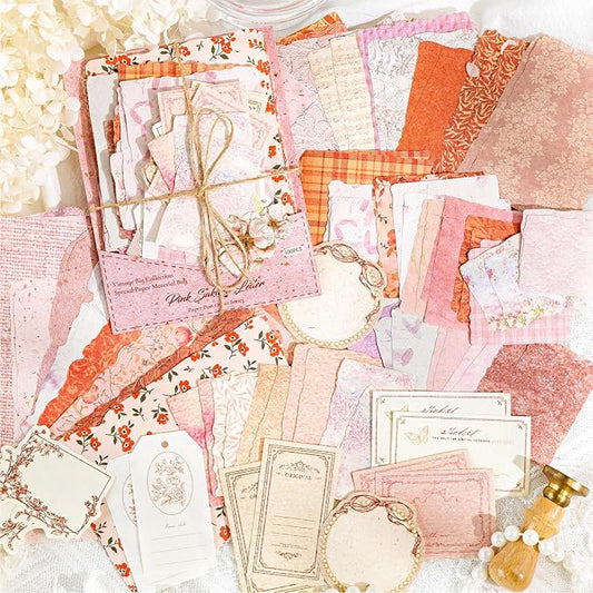 100 Sheets Vintage Scrapbook Papers Journaling Scrapbooking Supplies Kit junk journal supplies Decorative Craft Paper for Planner, Collage Paper Embellishment