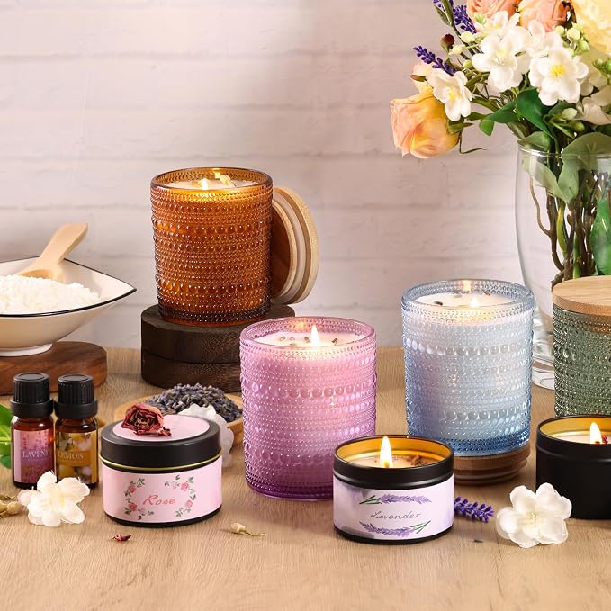 DARJEN Candle Making Kit for Adult, 4 Jars & 4 Tins Soy Wax Scented DIY Set | 100% Soy Wax, 10oz Glass Jars, 4oz Tins, Cotton Wicks, Pleasant Scents, Instruction& More- Perfect as Home Decorations