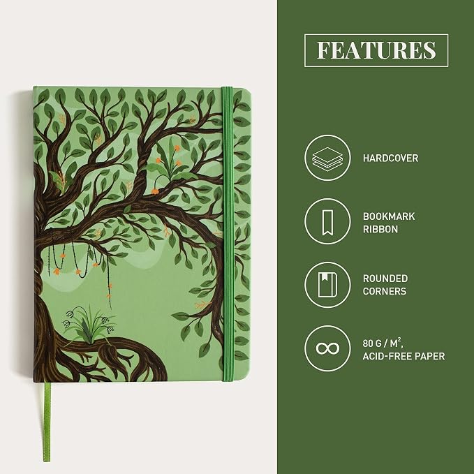 Rileys Tree of Life Lined Journal Notebook, 8x6 in, Hardcover, 240 Pages