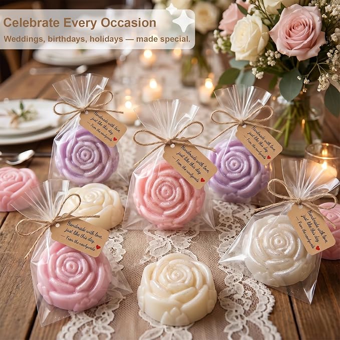 100 Pcs 4.7x7" Plastic Cellophane Bags & 65ft Jute Twine & 100 Pcs Writable Blank Kraft Paper Tags, Clear Goodie Treat Wrappers for Wrapping Homemade Soap Craft Gift Small Cookies Candy Snack Party Bakery Favors Wedding Christmas (Brown Tags)