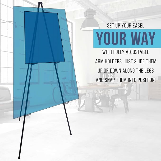 U.S. Art Supply 63" High Heavy Duty Metal Folding Display Easel
