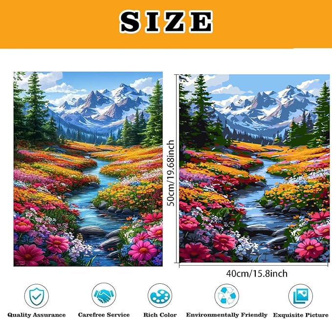 KICHANG Landscape Paint by Numbers Kit for Adults Beginner (Without Frame)