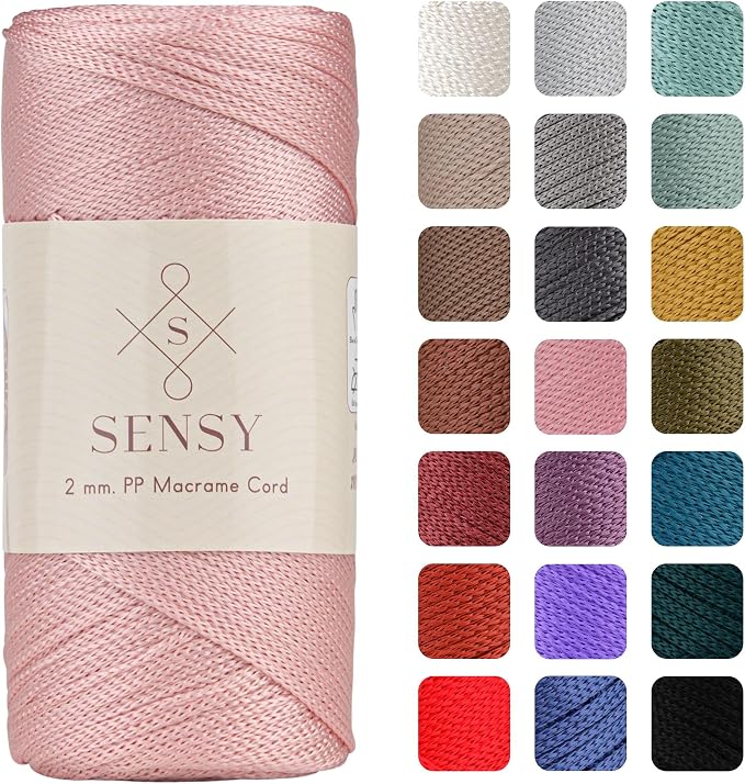 Sensy Premium 2mm 251 Yards Polyester Rope 100% Polypropylene Cord Macrame Cord 2mm Crochet Bag Cord Macrame Rope Crochet Thread Gift for Knitter (Pink)