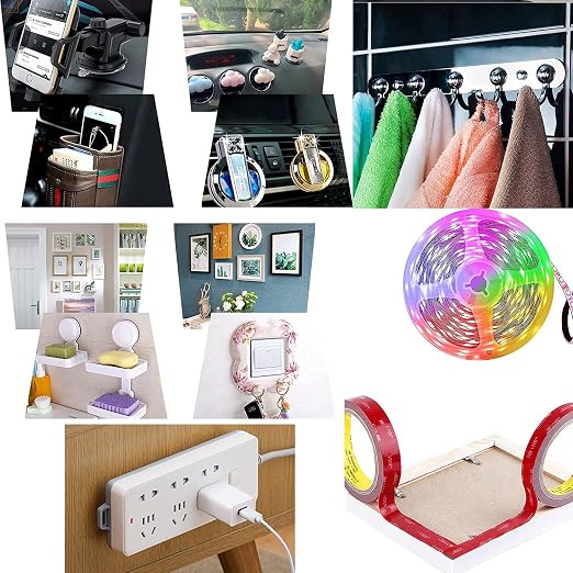 3M Double Sided Tape 0.39in x 16.5ft, Mounting Tape Heavy Duty, Picture Hanging Strips, Strong Adhesive PE Foam Tape