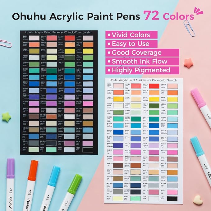 Ohuhu Acrylic Paint Markers 36 Colors Fine & Dot Acrylic Markers - Akaka