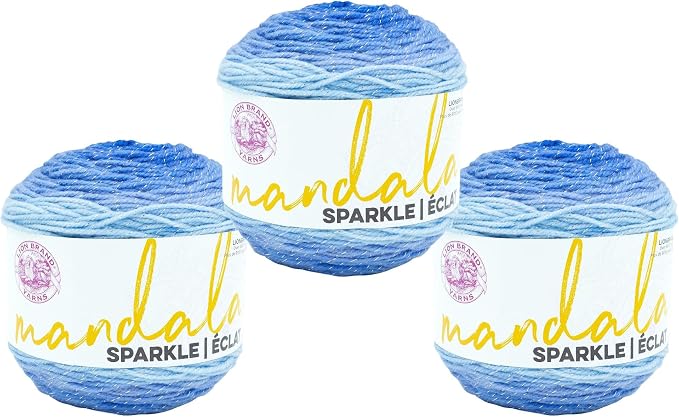 Lion Brand Yarn Mandala Sparkle, Self-Striping Yarn, Cepheus, 3 Pack
