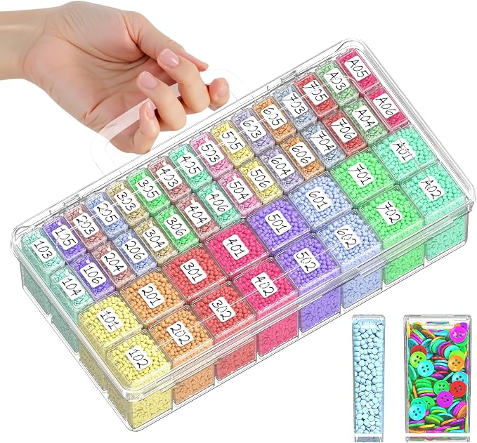 48-Grid Mixed Size Diamond Painting Storage Containers, Portable Transparent Diamond Art Storage Case, Suitable for Storing Beads, Rhinestones, and DIY Handicrafts