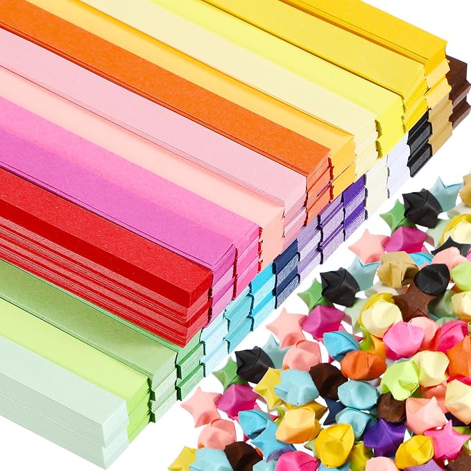 Colarr 10800 Sheets Star Origami Paper Strip 27 Color Folding DIY