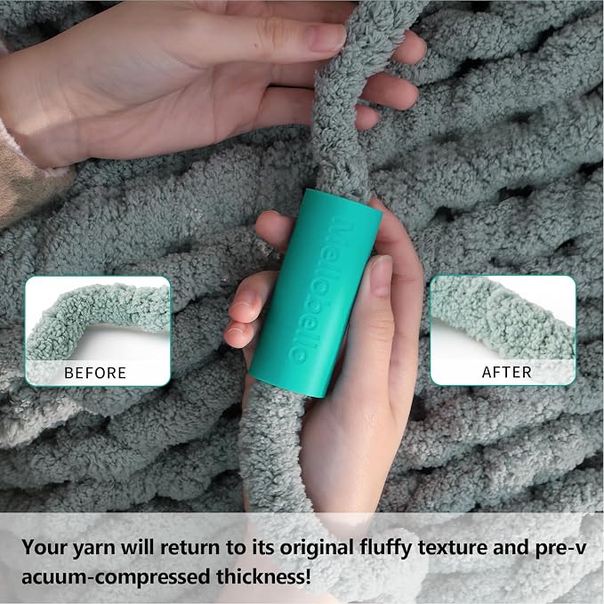 Chunky Yarn Fluffer - Efficient Fluffing Tool for Jumbo Bulky Chenille Yarn - Essential Revive Accessory for Hand Knitting & Blanket Crocheting,Green