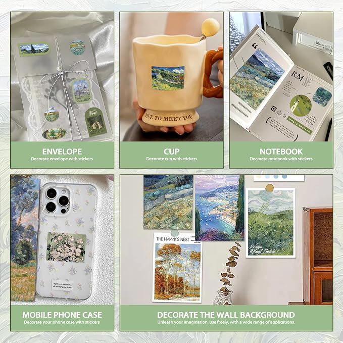 PRSTINCOL Oil Painting Sticker Book, 52 Sheets 500+ Scrapbook Stickers, Vintage Oil Painting Aesthetics Stickers for Adults and Teens, Junk Journal Supplies for Scrapbooking Journaling DIY