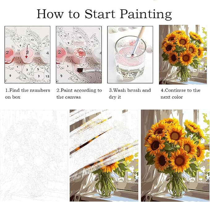 ZRIZQ Sunflower Paint by Numbers Kit for Adults Beginner,Flowers,16x20