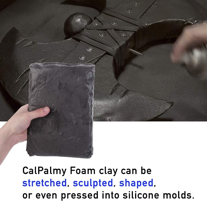 CALPALMY Moldable Foam Clay (Gray) - 300g High Density Air Dry Clay Perfect for Intricate Designs, Sculpting, Cosplay, Crafting, Prop Making - Cutting with Knife or Rotary Tool, Sanding or Shaping